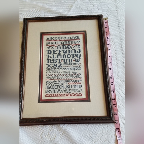 Framed Glass Cross Stitch Alphabet Numbers Ready to hang - Picture 6 of 9